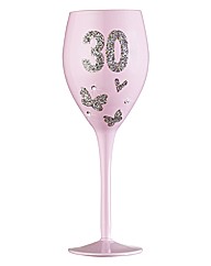 Pink Butterfly Birthday Wine Glass