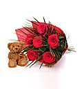 Six Red Roses and Teddy Bear