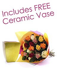 Rainbow Roses with Free Ceramic Vase