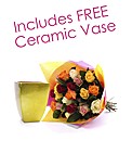 Rainbow Roses with Free Ceramic Vase