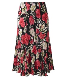 Print Plisse Panelled Skirt Length 27in