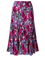 Print Plisse Panelled Skirt Length 27in