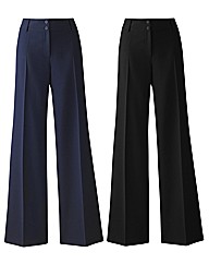 Pack of 2 Wide Leg Trousers Length 30in