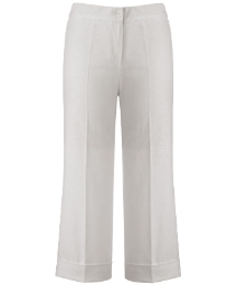 Cropped Stretch Linen Mix Trousers