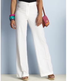 Wide Leg Linen Trousers Length 27in