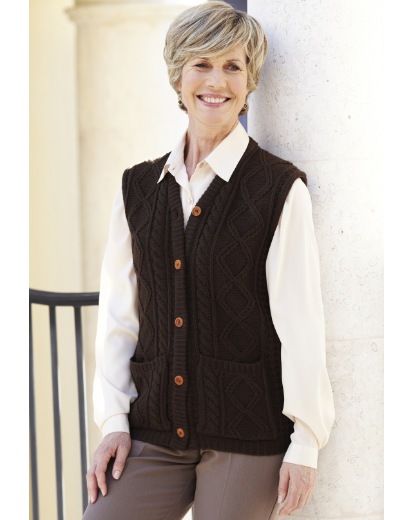 Knitted Waistcoat With Cable Pattern Knitted Waistcoat With Cable Pattern
