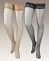 Naturally Close Pack 2 Lace Top Hold Ups