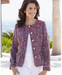 Boucle Jacket With Trim To Neck And Cuff