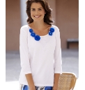 Jersey Top With Floral Trim To Neck