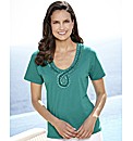 Jersey Top With Bead Detail To Neckline
