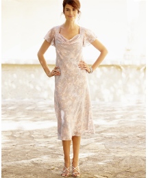 Print Dress Cowl Neckline Length 48in