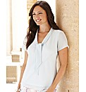 Plain Blouse With Tie Detail To Neckline