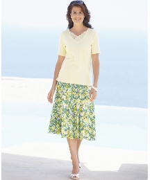Jersey Top With Beading And Lace To Neck