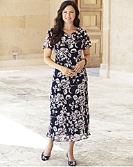 H&O Cowl Neck Printed Dress Length 48in