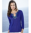 Beaded Notch Neck Sweater