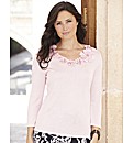 H&O Floral Trim V-Neck Sweater