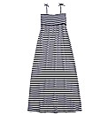 Shirred Striped Jersey Maxi Dress