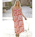 Shirred Print Jersey Maxi Dress