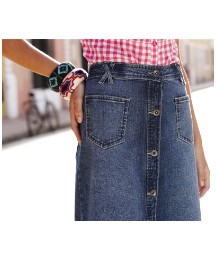Button Front Denim Skirt