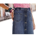 Button Front Denim Skirt