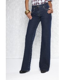 Stretch Wide Leg Embroidered Jeans