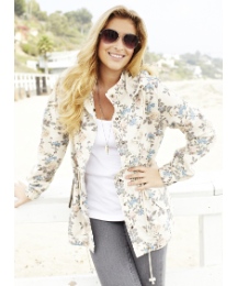 Floral Parka Jacket with Detachable Hood