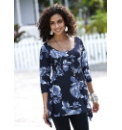 Floral Print Shaped Hem Jersey Top