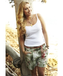 Tropical Print Linen Shorts