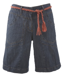 Denim Shorts with Plaited Belt