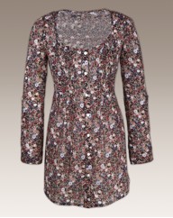 Floral Print Pleated Shirt