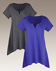 Pack of 2 Shaped Hem Tops