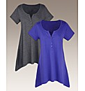 Pack of 2 Shaped Hem Tops