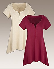 Pack of 2 Shaped Hem Tops