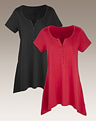 Pack of 2 Shaped Hem Tops