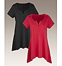 Pack of 2 Shaped Hem Tops