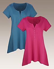 Pack of 2 Shaped Hem Tops