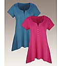 Pack of 2 Shaped Hem Tops