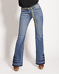 Flared Jeans with Leather Belt