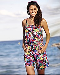Print Playsuit with Drawstring Waist