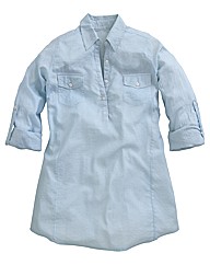 Pinstripe Shirt with Roll-Up Sleeve