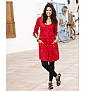 Red Print Skater Tunic Dress