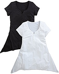 Pack of 2 Shaped Hem Jersey Tops
