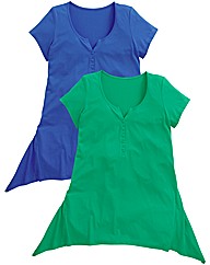 Pack of 2 Shaped Hem Jersey Tops