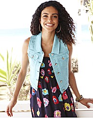 Sleeveless Coloured Denim Gilet