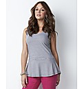 Black Stripe Peplum Vest Top Length 27in