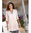 Pintuck Shirt with Roll-up Sleeve