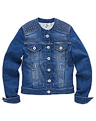 Collarless Denim Jacket