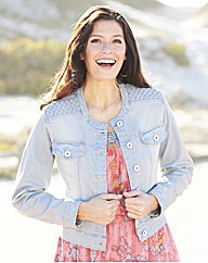 Collarless Denim Jacket