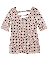 Spot Print Bow Back Top