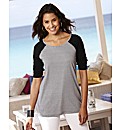 Striped Raglan Contrast Sleeve Top